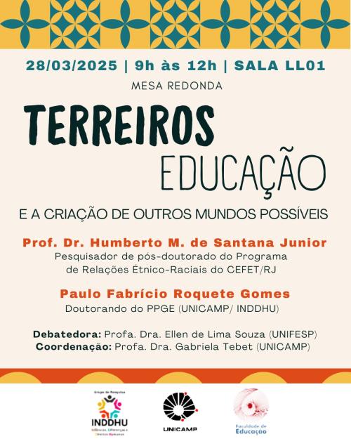 Cartaz do evento "Terreiros, Educação e a criação de outros mundos possíveis"
