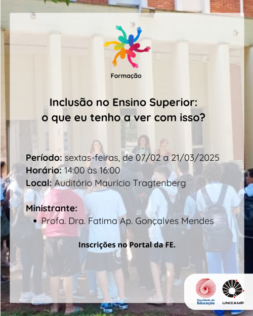 Cartaz do evento "Inclusão no ensino superior: o que eu tenho a ver com isso?"