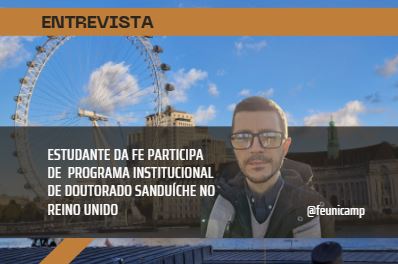 Foto de estudante intercambista da FE com uma roda gigante ao fundo.