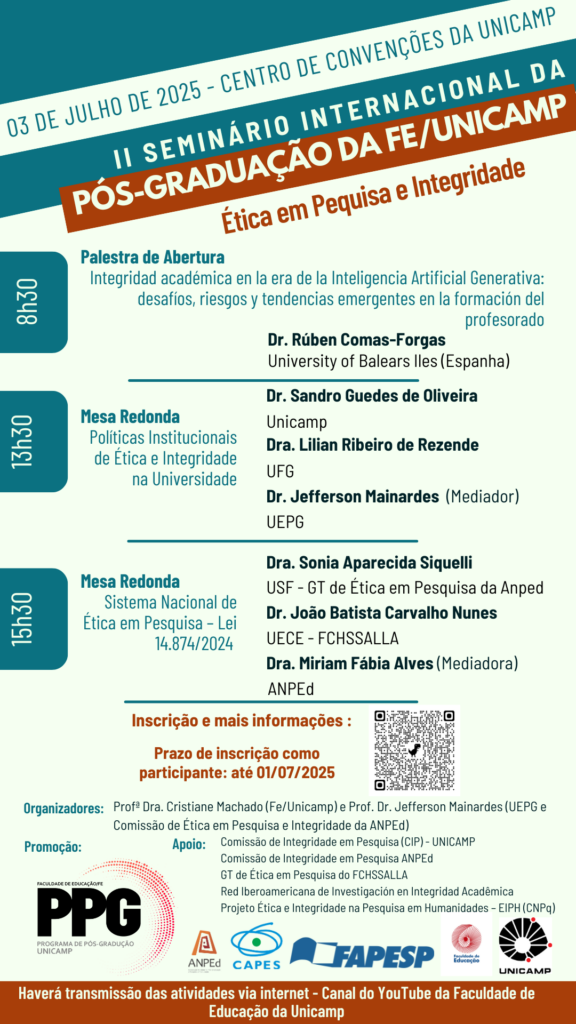 Programação do II Seminário Internacional da Pós-Graduação da FE/Unicamp