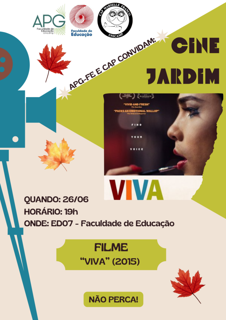 Cartaz evento cine jardim com o filme viva