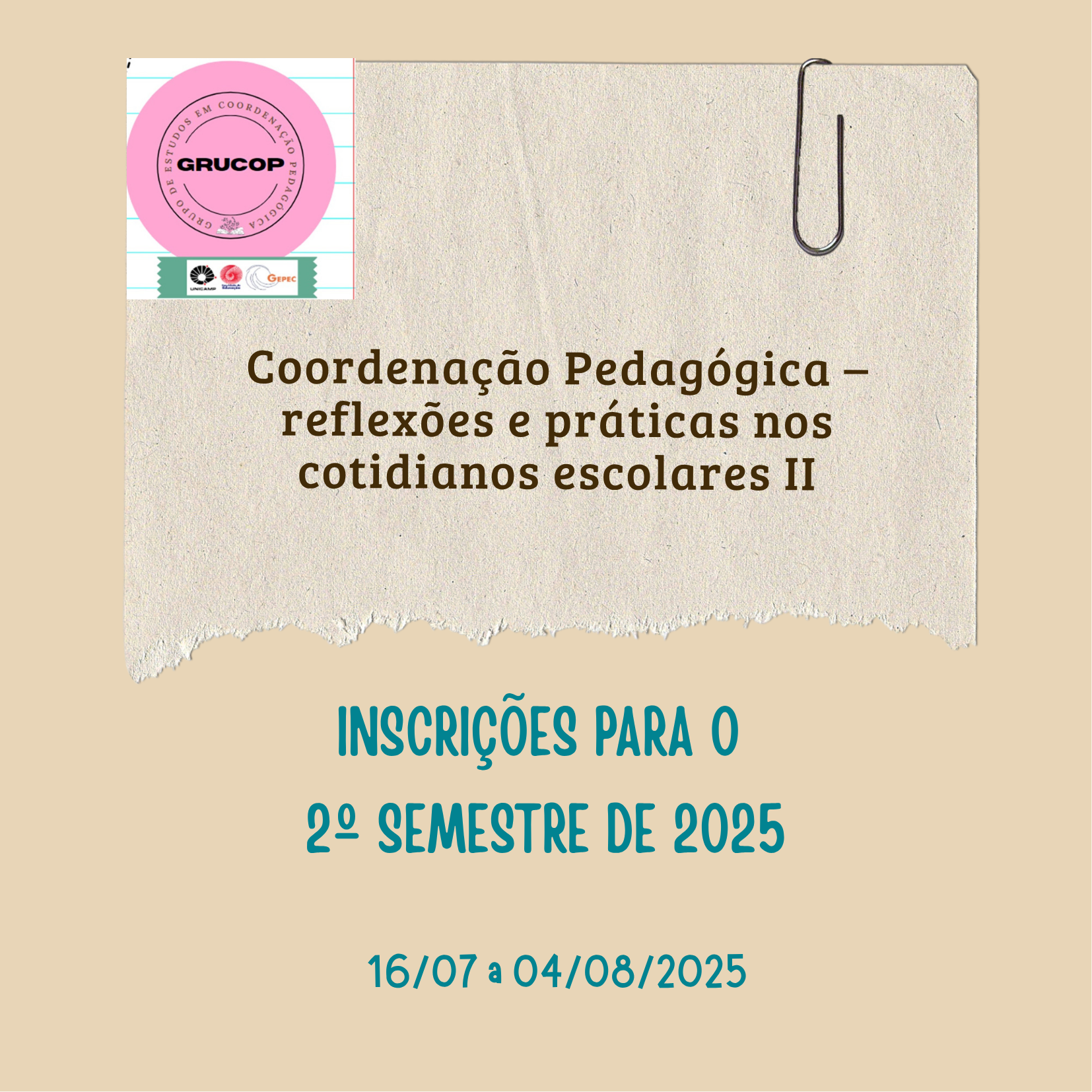 capa do evento Coordenação Pedagógica – reflexões e práticas nos cotidianos escolares II