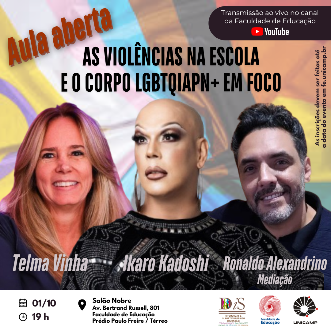 Cartaz do evento As violências na escola e o corpo LGBTQIAPN+ em foco